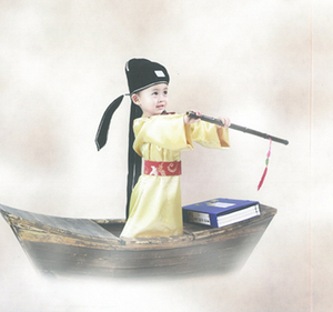 唐代儿童摄影服古装男童表演服装儿童舞蹈服李白下江陵服影楼服饰