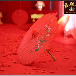 大红伞中式婚礼摆件舞蹈摄影道具婚庆油纸伞绸布古典花伞橱窗用品
