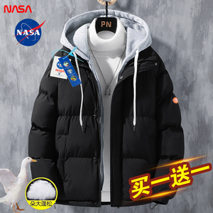 NASA联名棉衣男冬季2022新款冬装情侣假两件羽绒棉服外套加厚棉袄