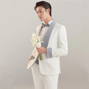 男士西服套装影楼主题摄影礼服新款拍照拼色服装修身潮婚纱照西装