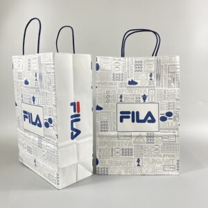 fila/斐乐新款满印购物纸袋手提鞋盒袋包装袋环保购物白色礼品袋