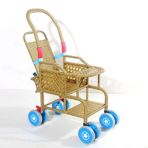 竹椅婴儿婴儿推车宝宝仿藤编轻便藤椅折叠可坐可躺夏季竹藤编小儿