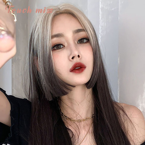 touch miss 假发女时尚金色渐变公主切中分长直发新款自然全头套