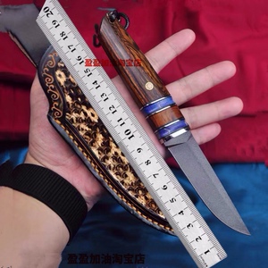 乌兹钢直刀北欧款户外刀具镔铁雪花手工刀小直刀