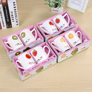 ciyi淘宝水果图案马克杯 高颜值小众创意带盖陶瓷杯可爱水杯茶杯陶