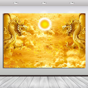 招财镇宅画双龙戏珠国画客厅办公室挂画飞龙在天壁画贴画年画69y