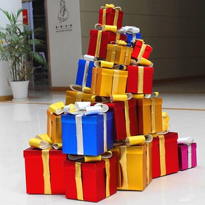 圣诞礼盒堆头正方形装饰4s店美陈橱窗摆件圣诞节装饰品礼物盒
