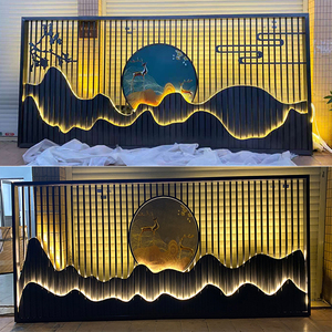 定制不锈钢屏风庭院背景墙酒店山水会所别墅格栅户外假山金属隔断