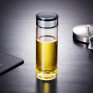 希诺男士大容量玻璃杯 加厚带盖单层泡茶杯 便携家用透明喝水杯