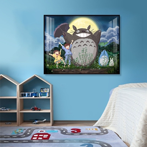 宫崎骏装饰画儿童房卧室床头背景墙挂画男女孩卡通动漫龙猫房间壁