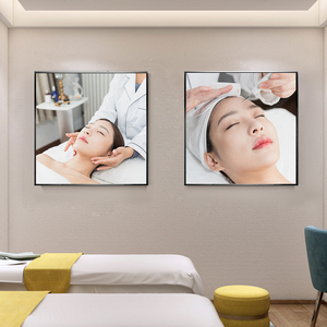 美容院装饰画皮肤管理挂画养生会所头疗店背景墙面纹绣壁画免打孔