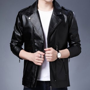 木三福慕容男装夏侯政一潮牌benmyshoer国潮仿皮皮衣短款 皮衣男