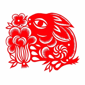 兔年窗花剪纸成品儿童新年节日镂空红色刻画纯手工作品中国风刻纸