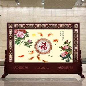 中式实木屏风客厅玄关 公司办公室字画座屏定做酒店大厅隔断 诚信