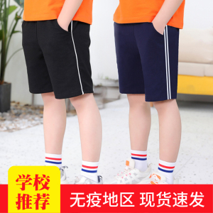 小学生短裤校服裤子夏薄款白边一道杠两条杠园服五分裤班服运动裤
