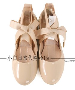 小白日本代购 12月 RANDA 三色简约漆皮绑带可拆卸圆头平底浅口鞋