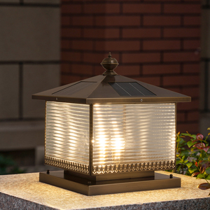 全铜柱头灯围墙灯庭院灯太阳能大门灯花园别墅户外防水柱子门柱灯