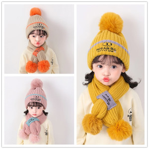 儿童帽子围巾套装冬天5-7-9岁10男童女童保暖加厚帽8针织毛线帽子