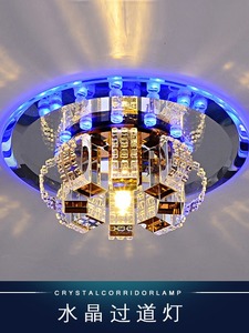 led水晶天花灯客厅射灯过道走廊灯玄关圆形创意吸顶灯门厅阳台灯