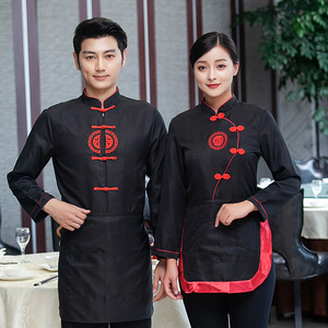 港式茶楼服务员长袖秋冬装茶餐厅路菜员服装牛肉面馆营业员工作服