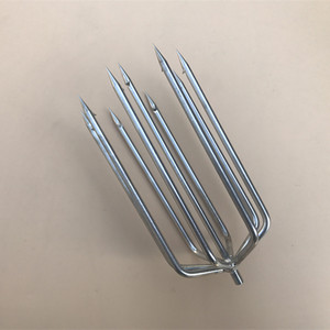 不锈钢大9齿〇形鱼叉头 8mm螺口圆尖带倒刺灯笼叉 草鱼鲢鱼鱼叉头