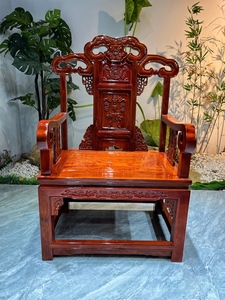新中式巴西花梨木实木座椅整张如意书卷宝座麒麟卯榫结构明清古典