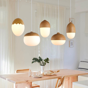 设计师北欧创意单头实木纹坚果吊灯餐厅卧室床头时尚铁艺玻璃吊灯