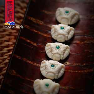 天然猛犸象牙象神镶嵌玉化松石背云diy菩提佛珠108珠宝手链配饰