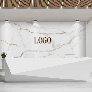 公司吧台背景墙壁纸酒店宾馆收银台墙纸直播传媒logo墙理发店墙布