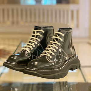 【渠道货】幂幂同款秋冬季麦昆马丁靴女英伦风厚底真皮骑士靴长靴