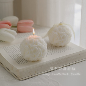 法式玫瑰花绣球香薰蜡烛卧室白色郁金香香氛摆件ins奶油风装饰品