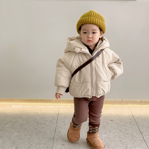 女童冬装棉衣2023韩版新款儿童加厚连帽外套宝宝洋气棉袄保暖棉服