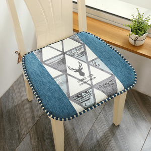 欧式雪尼尔餐椅垫四季通用北欧风马蹄形家用加厚棉麻椅子垫可拆洗