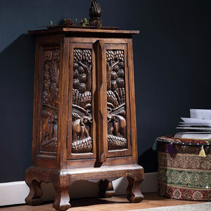 泰域泰式实木玄关柜东南亚风格家具手工大象浮雕客厅装饰柜门厅转