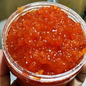 a级21年俄罗斯纯天然大马哈鱼子油籽酱中粒500克浓香无水即食包邮