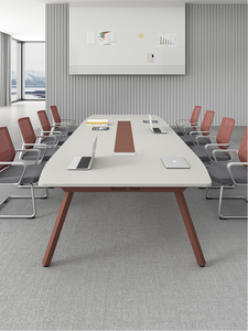 加粗钢架会议桌长桌简约现代10人大小型办公洽谈培训桌椅组合条形