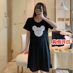 假口袋胸开口免脱情侣户外约会连衣裙方便做事喂奶的时尚衣服裙子