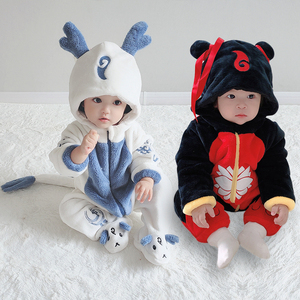 婴幼儿春秋季新款哪吒敖丙龙太子连体衣造型哈衣中国风新生儿爬服