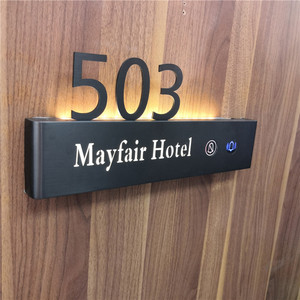 定制高档电镀不锈钢酒店宾馆led发光电子门牌房号牌 智能门显门铃