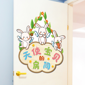 宝宝婴儿儿童房间房门贴纸进门卡通可爱创意墙贴画装饰布置温馨