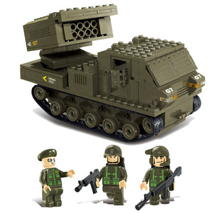 小鲁班中国卫士火箭炮发射运载车兼容乐高积木步兵防空炮拼装玩具