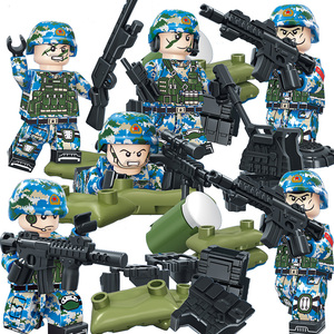 重装特种兵益智玩具积木海军陆战队蛟龙突击士兵人仔武器拼装玩具