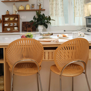 北欧实木复古贝壳椅黑色简约铁艺家用餐椅网红轻奢设计靠背书桌椅