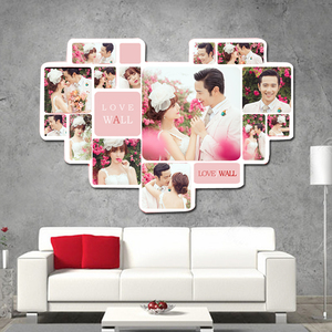 心形婚纱照片墙挂墙相框墙定制创意组合一体婚房结婚照爱心相片墙