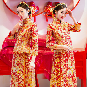 龙凤褂新娘2019新款中式嫁衣结婚敬酒礼服古装婚纱修身秀禾服春季