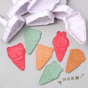 动物熊猫兔子猴子冰激凌造型塑料切模  翻糖蛋糕饼干弹簧装饰模具