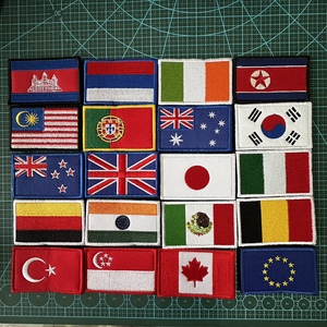 包邮世界国家旗刺绣臂章魔术贴章背包贴章英国美国加拿大韩国美国