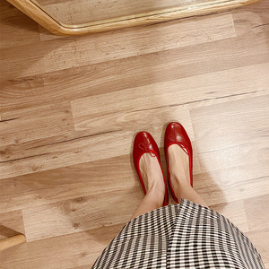 【冬哥家】做旧红色芭蕾鞋蝴蝶结瓢鞋奶奶鞋超软单鞋女复古小红鞋