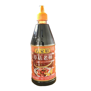 百家鲜草菇老抽620ml*12瓶凉拌调味料酱油味极鲜调味品生抽一箱