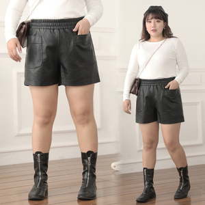 阔腿皮短裤女秋冬加肥加大码胖妹妹屁股大腿粗宽松外穿妈妈200斤